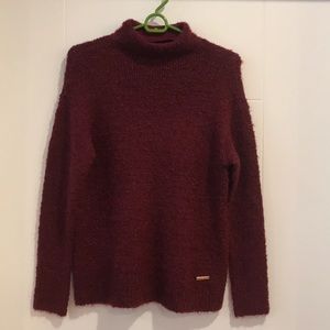 Michael Kors Burgundy Mock Neck Fuzzy Sweater NWT